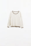 Q2 Camisola de malha com pormenor de linha em castanho