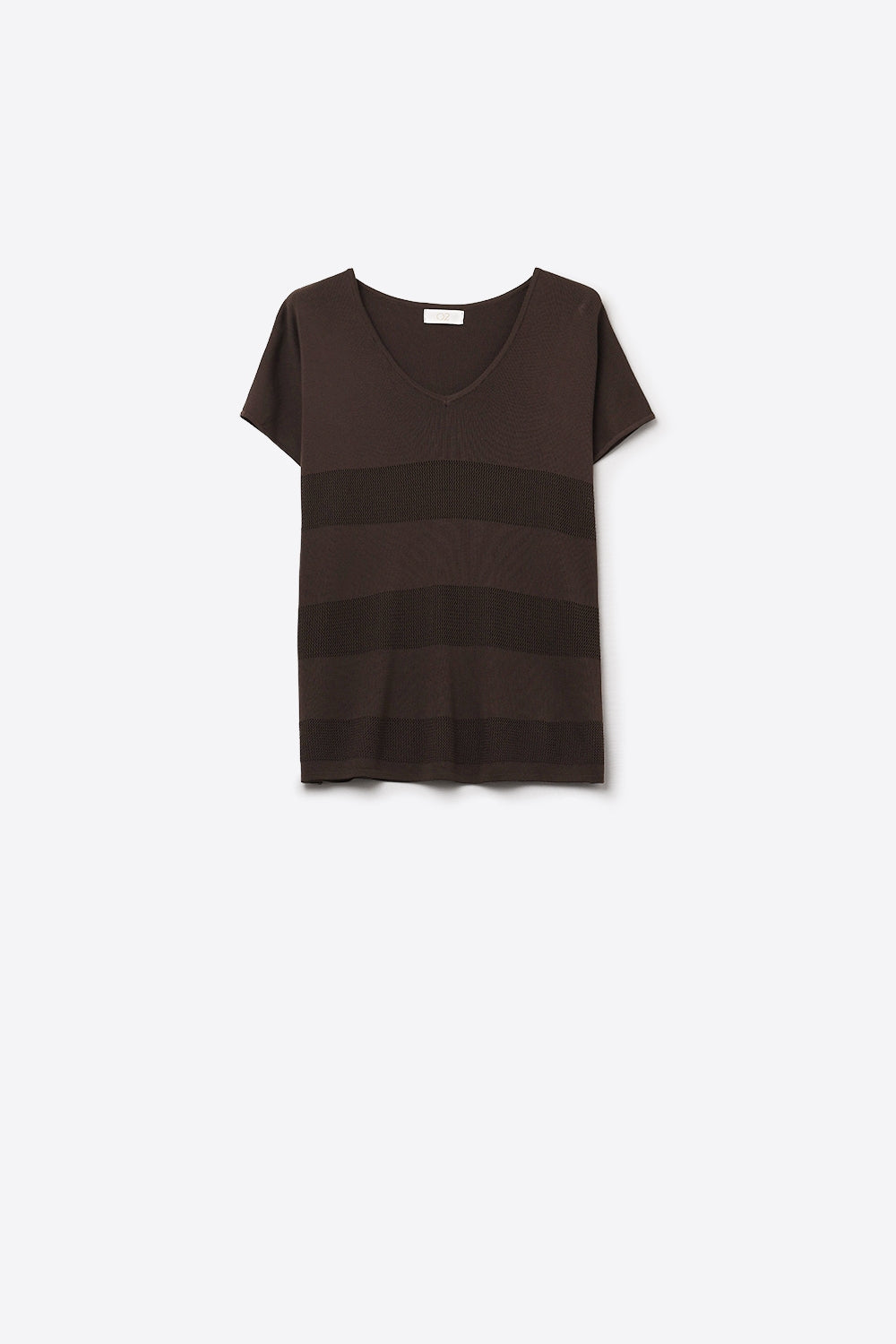Q2 Camisola de malha com riscas castanhas