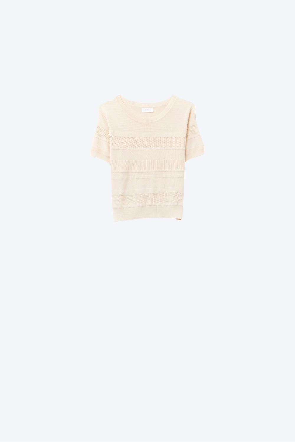 Camisola de malha com riscas texturadas em bege