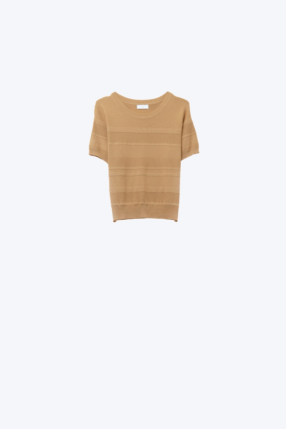 Camisola de malha com riscas texturadas em camel