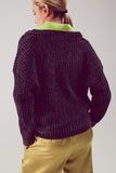 Camisola de malha de chenille em cinzento escuro