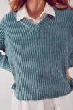 Camisola de malha de chenille em verde