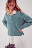 Camisola de malha de chenille em verde