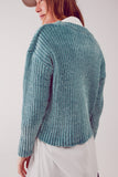 Camisola de malha de chenille em verde