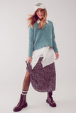 Camisola de malha de chenille em verde