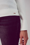 Camisola de malha fina com decote em V em creme