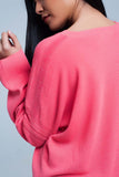 Camisola de malha fina coral com detalhes de brilho
