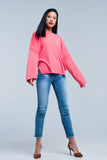 Camisola de malha fina coral com detalhes de brilho