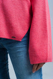 Camisola de malha fina coral com detalhes de brilho
