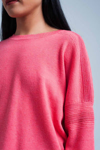 Camisola de malha fina coral com detalhes de brilho