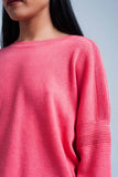 Camisola de malha fina coral com detalhes de brilho