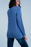 Camisola de malha grossa em azul