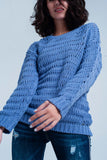 Camisola de malha grossa em azul