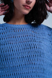 Camisola de malha grossa em azul