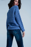 Camisola de malha grossa em azul