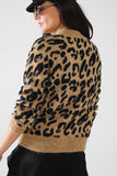 Camisola de malha leopardo com botões de lado