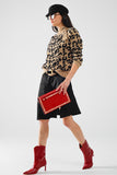 Camisola de malha leopardo com botões de lado