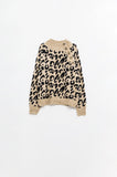 Camisola de malha leopardo com botões de lado