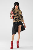 Camisola de malha leopardo com botões de lado