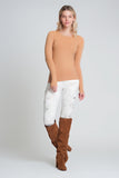 Camisola de malha lisa com gola redonda
