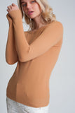Camisola de malha lisa com gola redonda