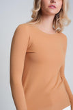 Camisola de malha lisa com gola redonda