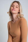 Q2 Camisola de malha lisa com gola redonda