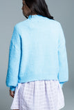 Camisola de malha macia azul clara