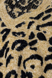 Camisola de malha macia com decote em V e estampado de leopardo