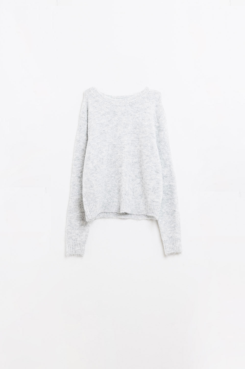 Camisola de malha macia de corte normal em cinzento