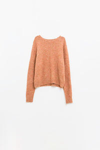 camisola de malha macia de corte padrão em camel