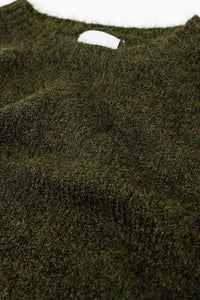Camisola de malha macia de corte padrão em caqui