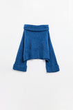 camisola de malha macia de gola alta em azul