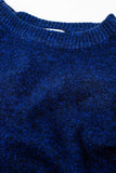 Camisola de malha macia em azul-marinho com mangas em balão