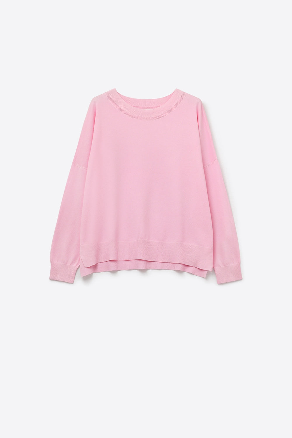 Q2 Camisola de malha rosa com pormenor de gola em rede