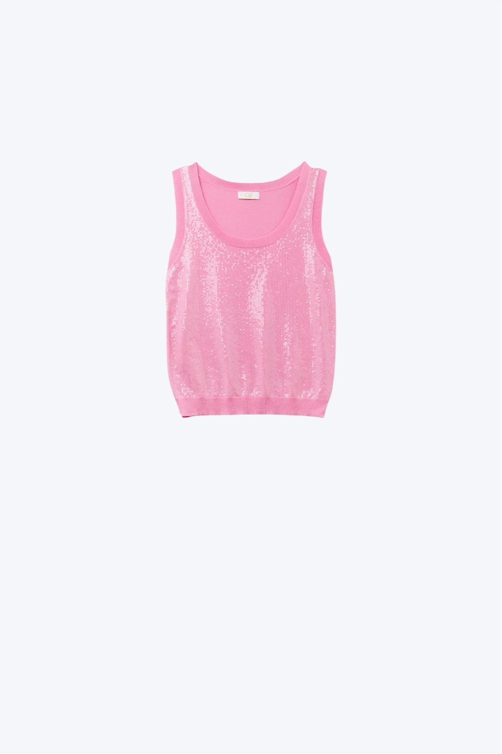 Q2 camisola de malha sem mangas cor-de-rosa com lantejoulas