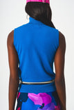 Camisola de malha sem mangas em azul