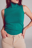 Camisola de malha sem mangas em verde