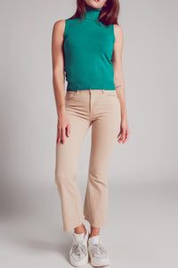 Camisola de malha sem mangas em verde