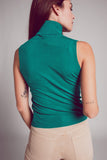 Camisola de malha sem mangas em verde