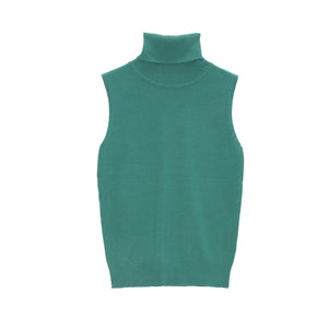 Camisola de malha sem mangas em verde