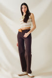 Camisola de malha Tints of Beige sem mangas com riscas e decote em gola redonda