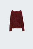 Q2 Camisola de manga comprida bordeaux com pormenor em lurex