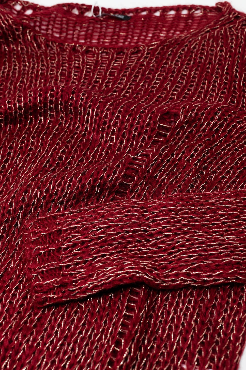 Camisola de manga comprida bordeaux com pormenor em lurex