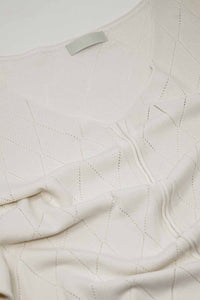 Camisola de manga curta beige com padrão Argyle