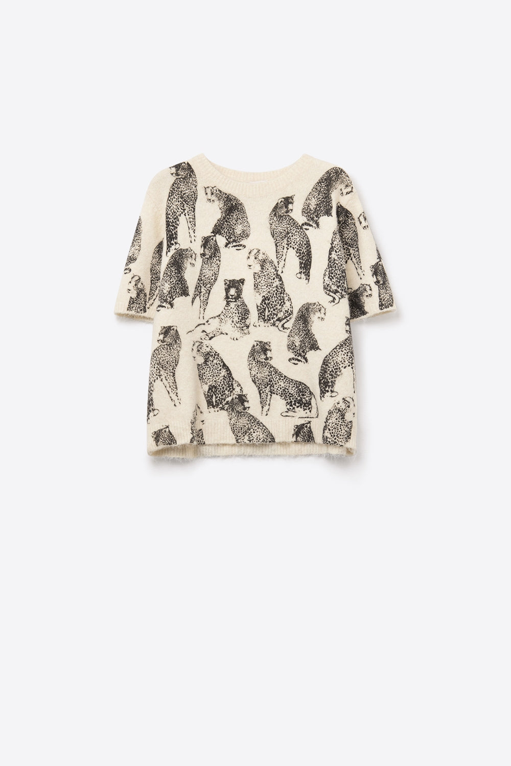 Camisola de manga curta com estampado animal Chic Cream