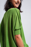 Camisola de manga curta de corte quadrado em verde