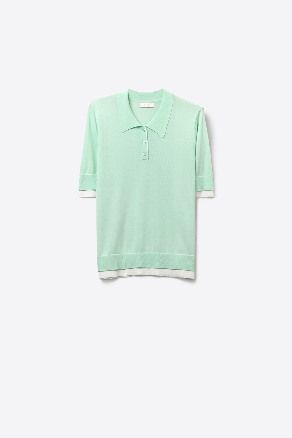 Q2 Camisola de manga curta de malha polo verde menta