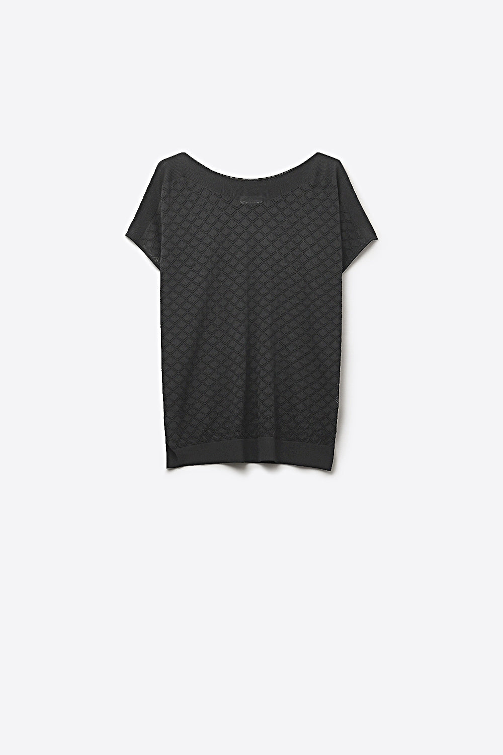 Q2 Camisola de manga curta em malha preta texturada