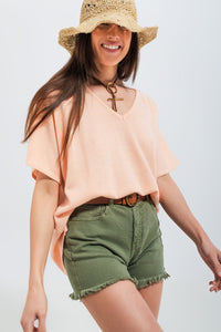 Camisola de manga curta em rosa